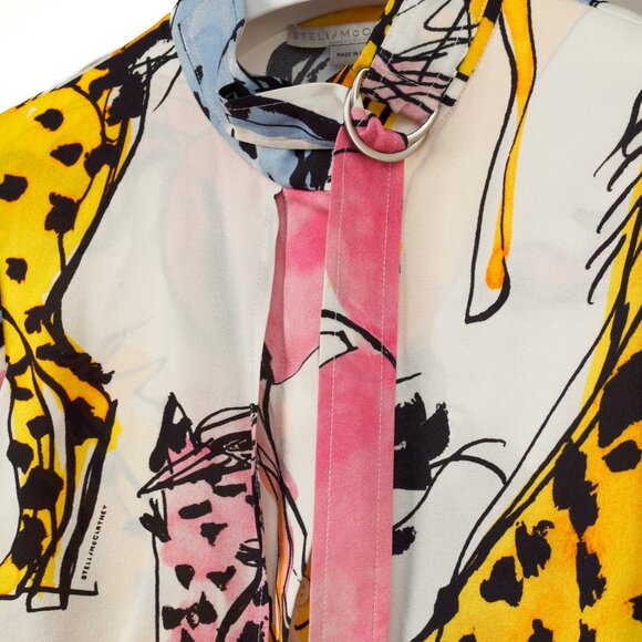 Stella McCartney Resort 2020 Kaela White Horse-Print High-Neck Midi Dress - Picture 6 of 14